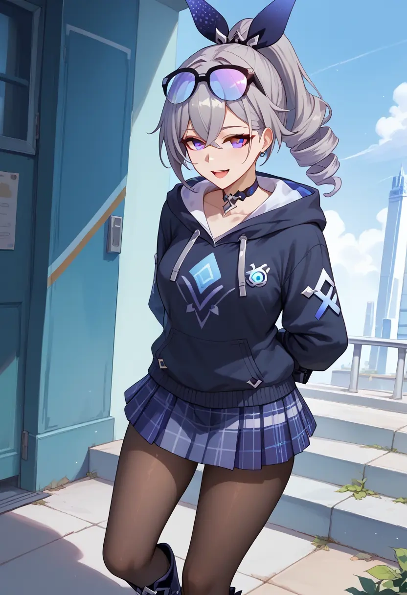 star rail,silver wolf,winter,student uniform,hooded coat  - 